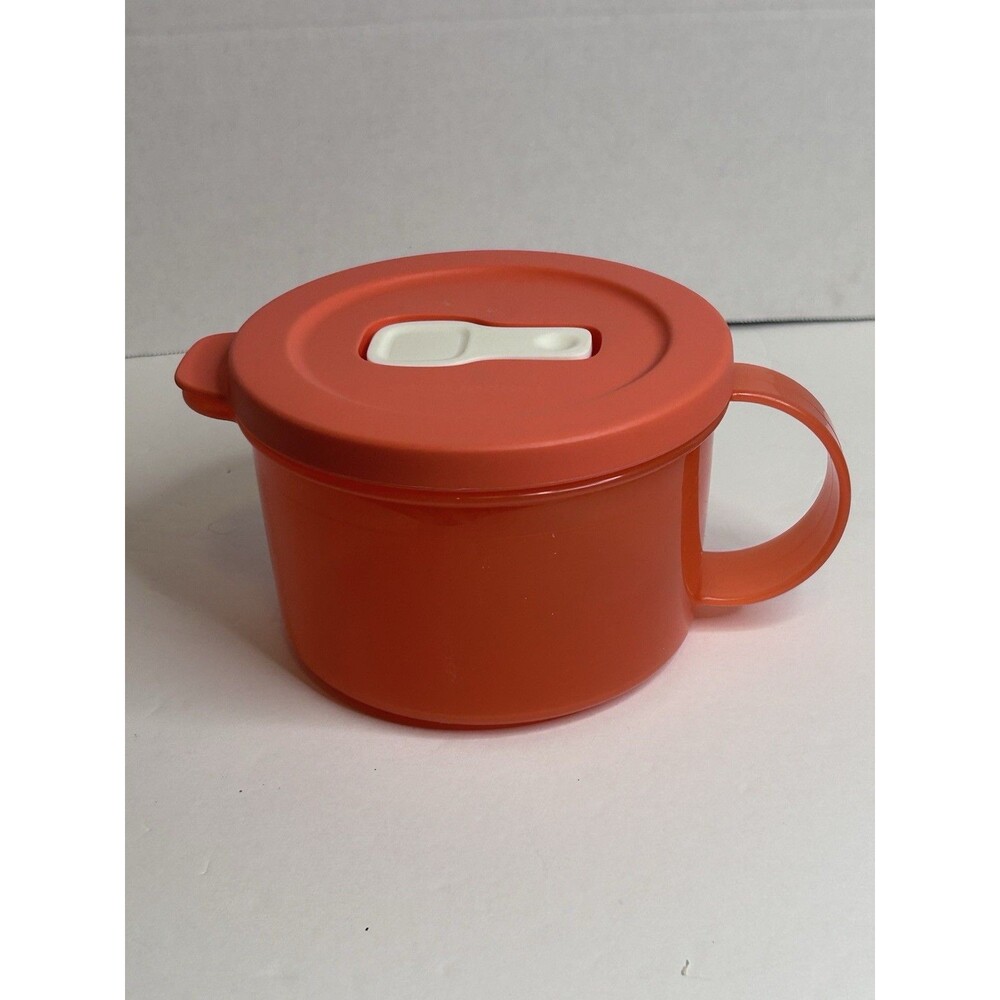 Tupperware CrystalWave PLUS Soup Mug 2 Cup 500ml Red Microwave Safe Vented Lid